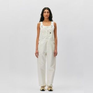 Carhartt WIP women’s straight bib overalls dusty brown beige